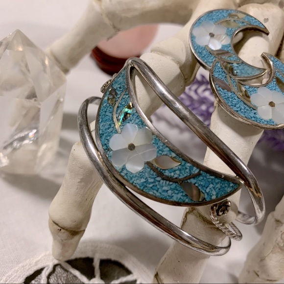 1980s Crushed Turquoise & Shell Set - Picture 4 of 6